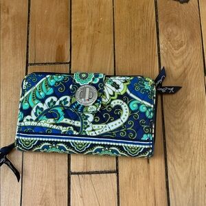 Vera Bradley Floral Blue and Green Turn Lock Wallet